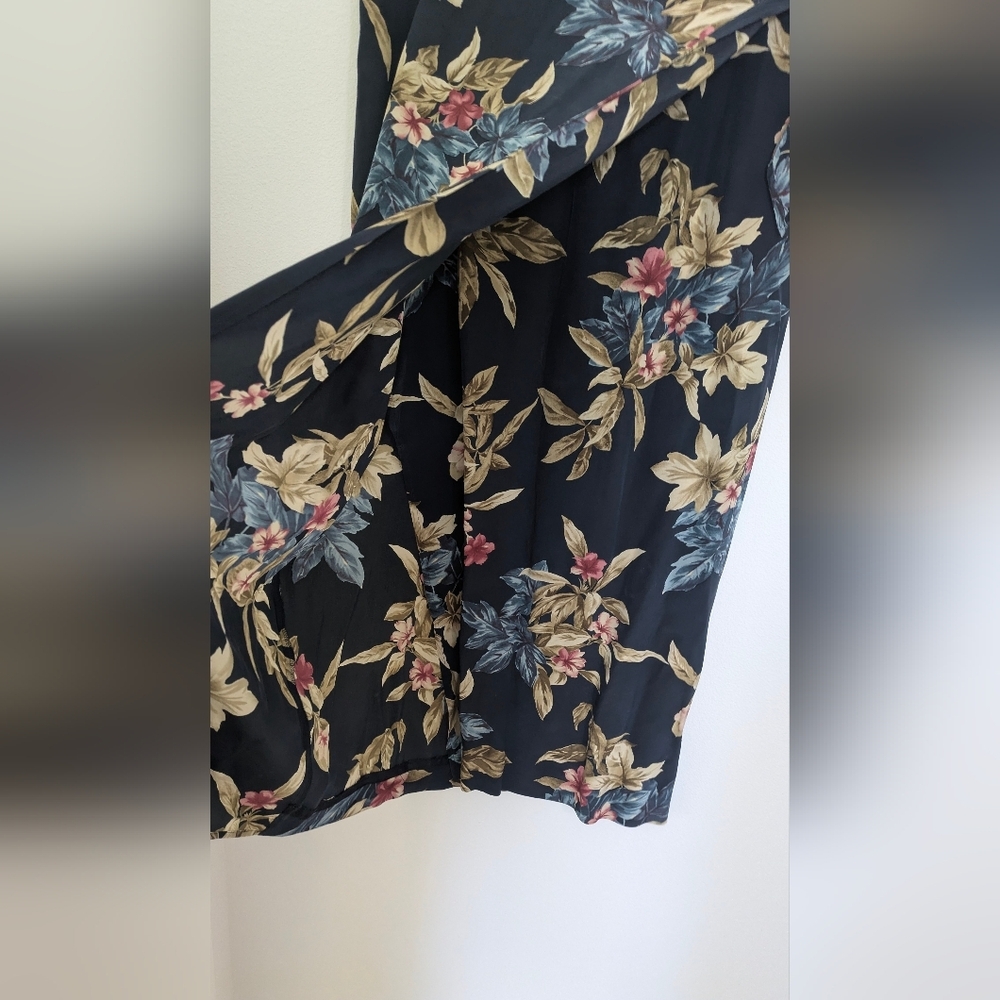 Vintage Rena Rowan From Saville 100% Silk Wrap Maxi Skirt Floral Blue size 12 - Picture 4 of 8